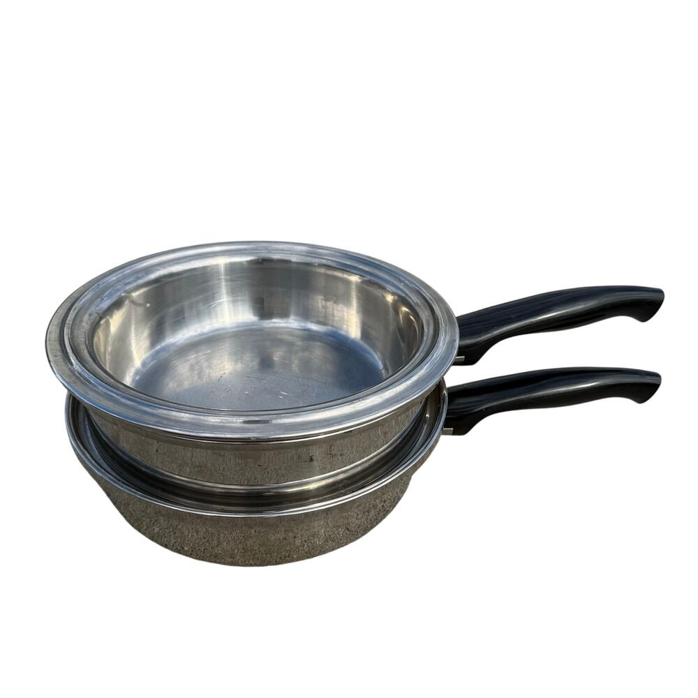 Vintage Kitchen Craft Multi Core 3 ply Stainless Saute Pan Steamer No Lid 9" USA